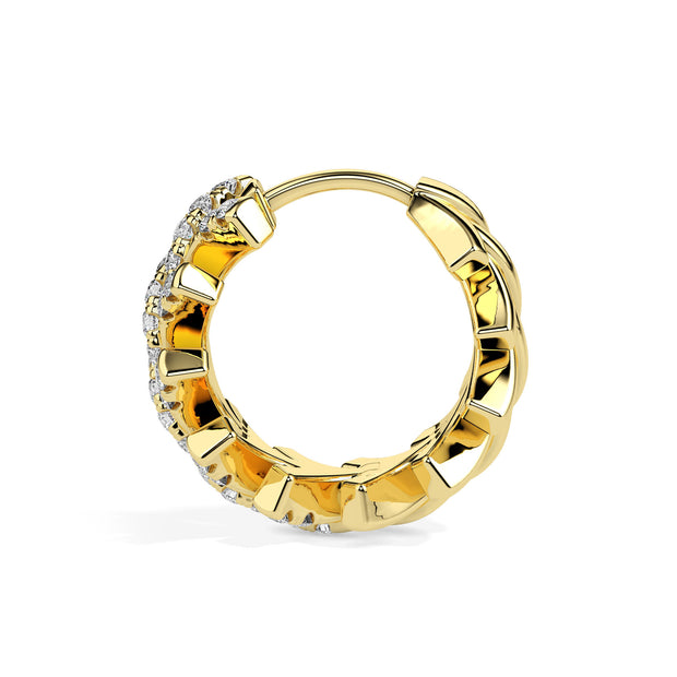 floral vine diamond hoop earrings in yellow gold