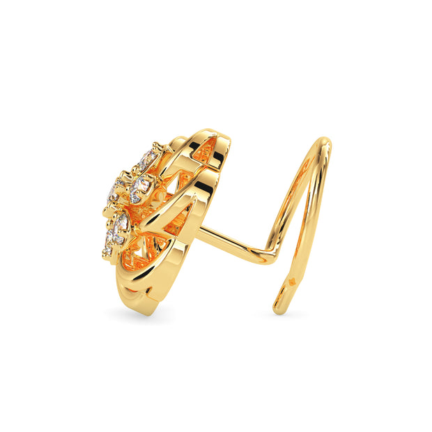 flower design lab-grown diamond nosepin in yellow gold