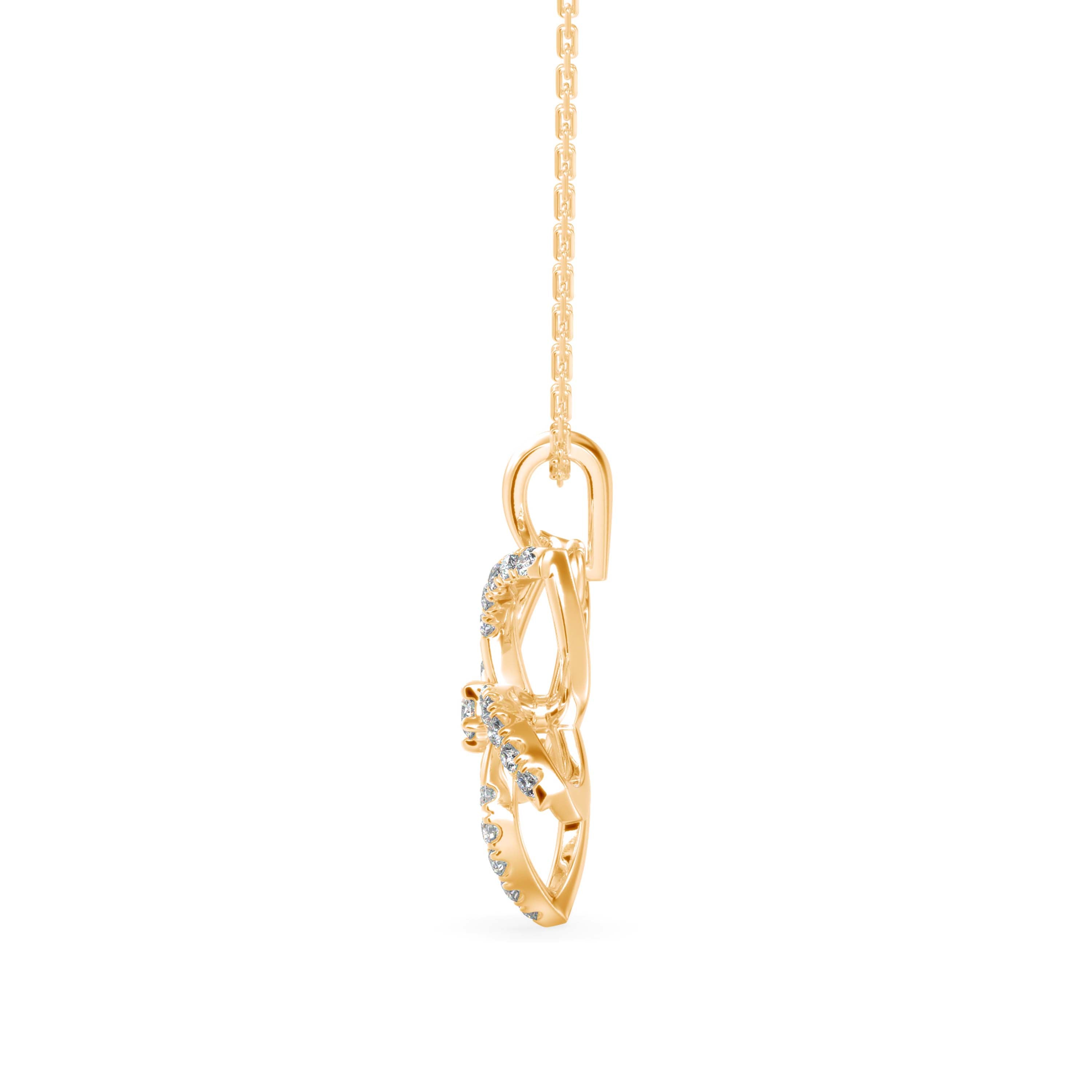 flower shape prong diamond pendant necklace in yellow gold