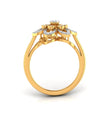 flower style prong set diamond ring in yellow gold