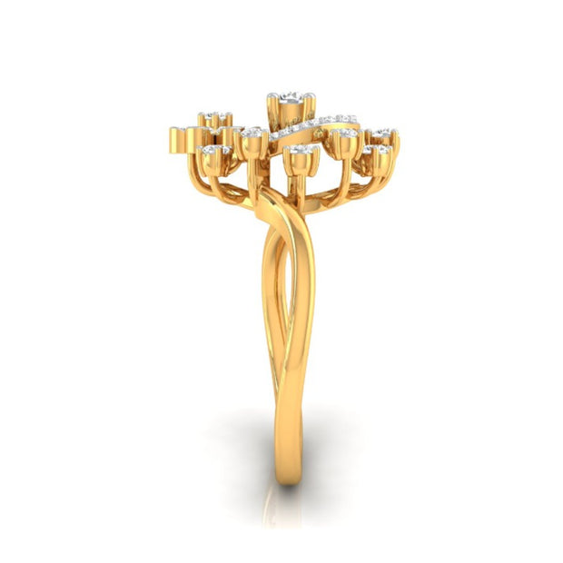 halo floral cocktail diamond ring in yellow gold