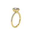 oval halo lab-grown diamond ring in yellow gold