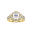 round cut halo lab-grown diamond ring in yellow gold