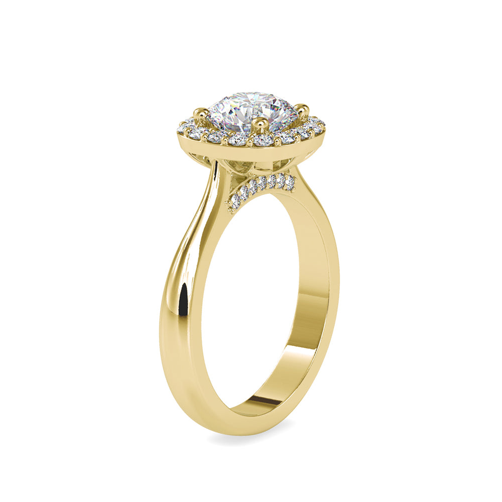 Yellow Gold Halo Round Lab-Grown Diamond Ring