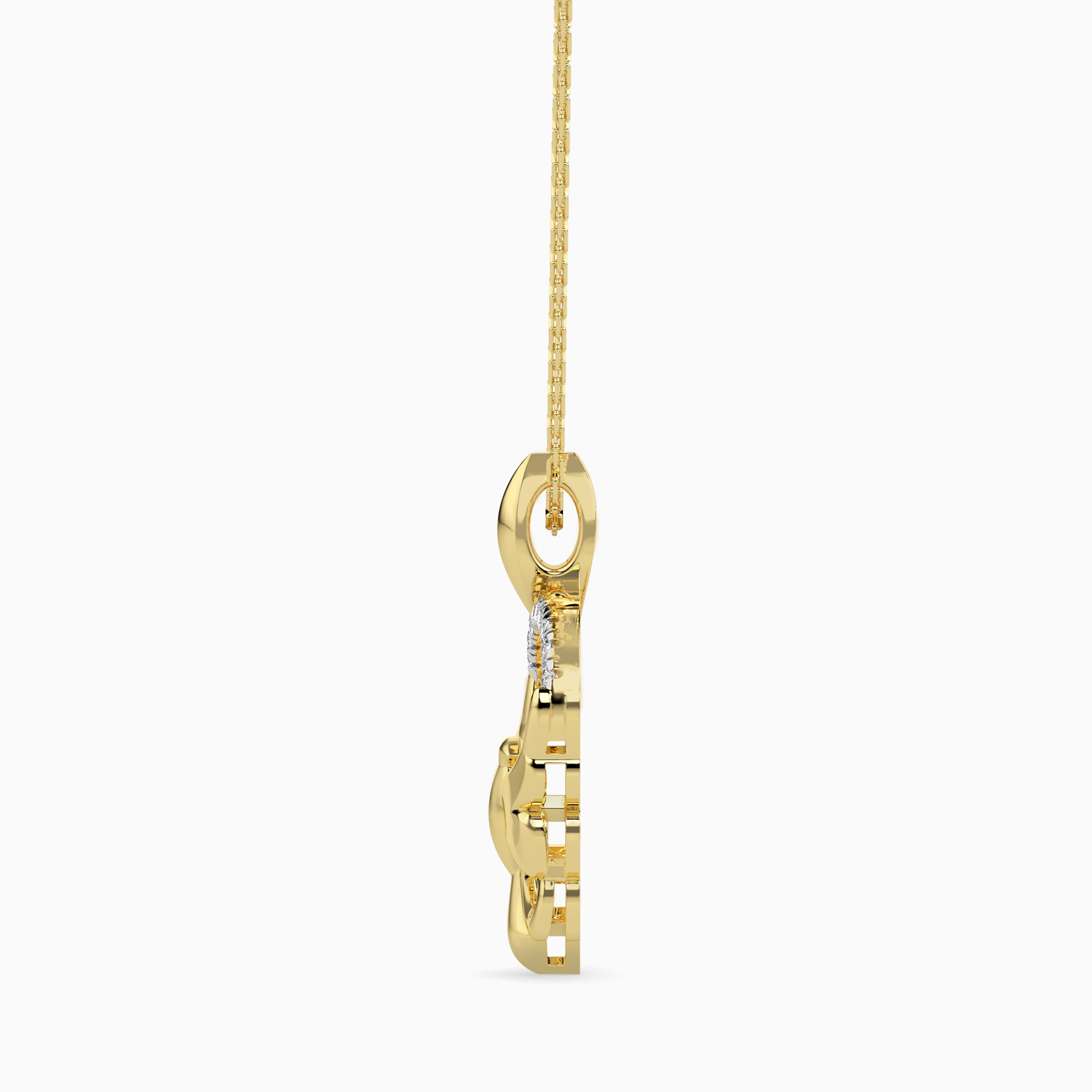 heart motif diamond pendant necklace in yellow gold