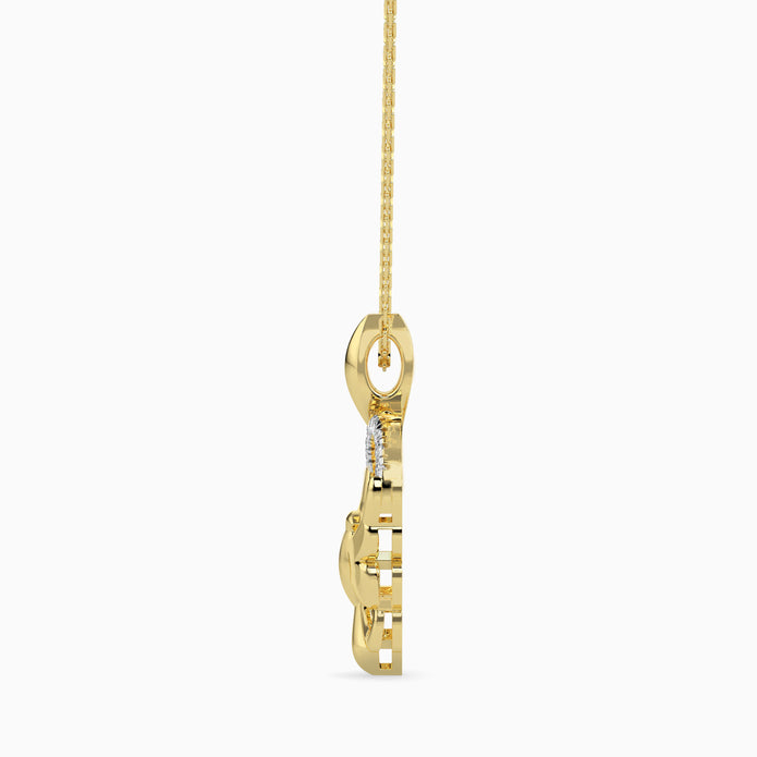 heart motif diamond pendant necklace in yellow gold