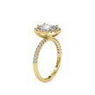 emerald halo lab-grown diamond ring in yellow gold
