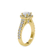 round halo lab-grown diamond ring in yellow gold