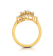 lattice design round cut diamond ring in yellow gold