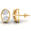 leaf design round diamond stud earrings in yellow gold
