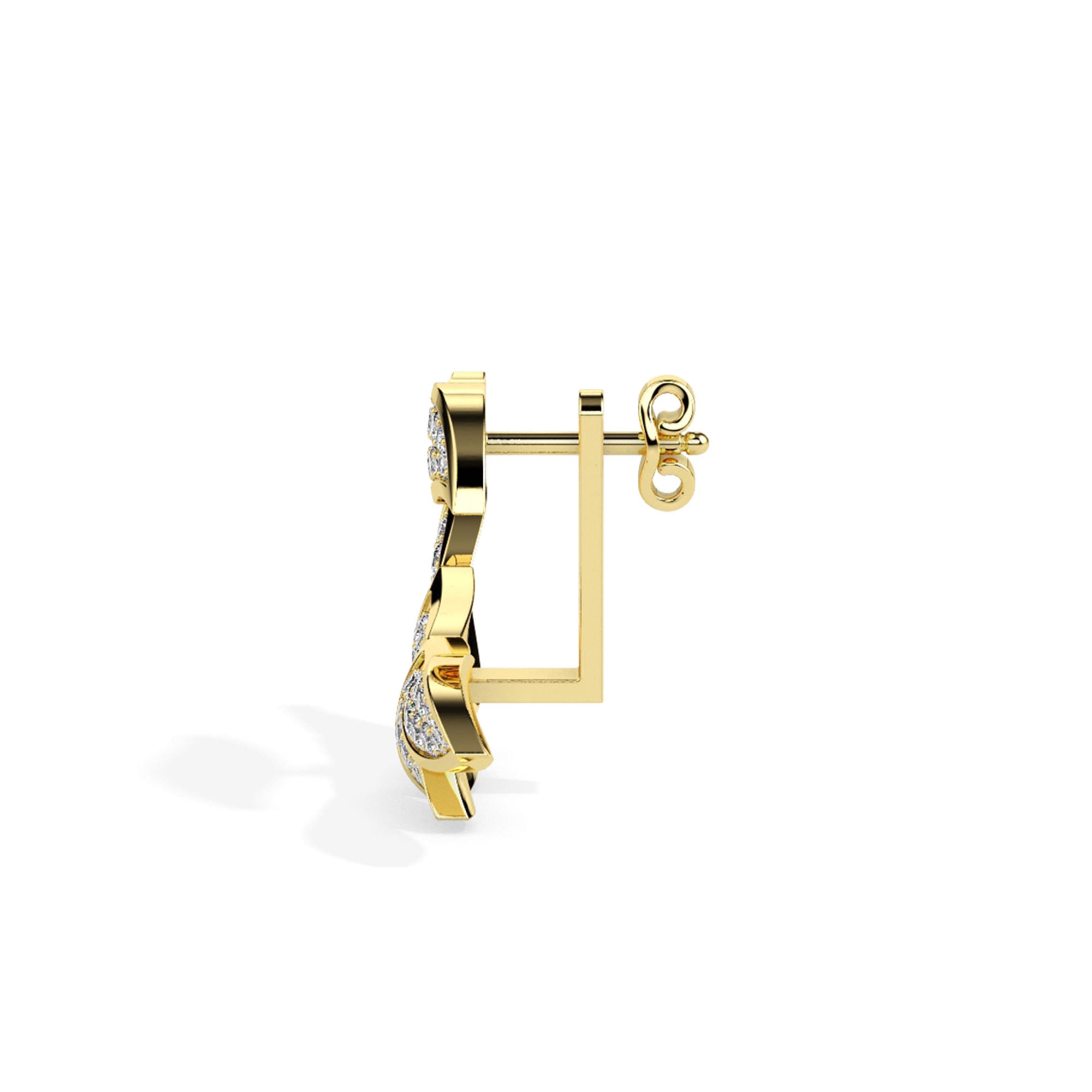 leaf cluster diamond stud earrings in yellow gold