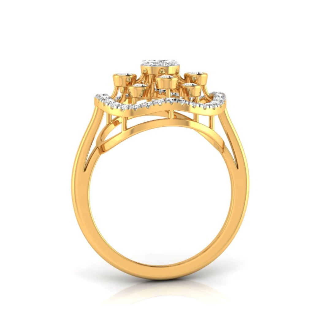 marquise cluster diamond ring in yellow gold