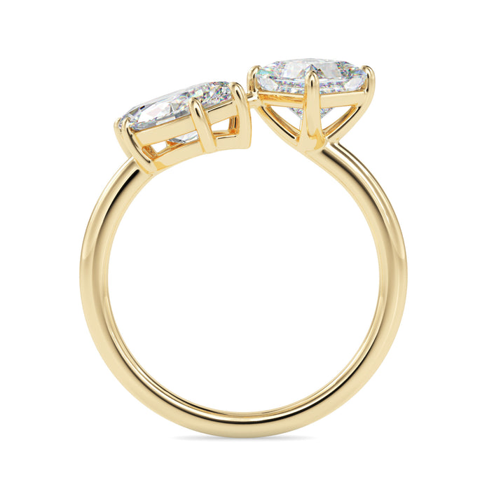 marquise and princess toi et moi lab-grown diamond ring in yellow gold