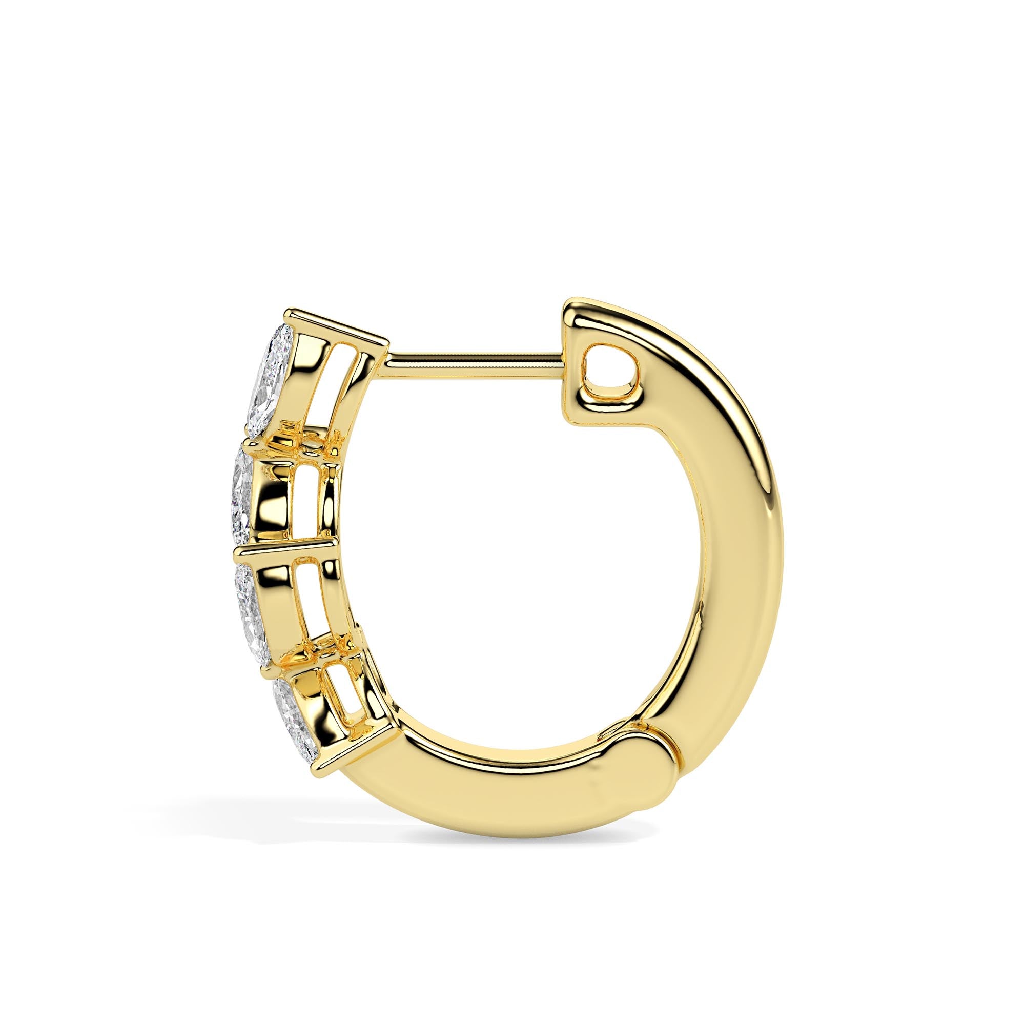 marquise cluster diamond hoop earrings in yellow gold