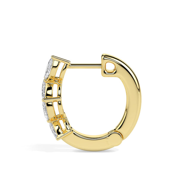 marquise cluster diamond hoop earrings in yellow gold