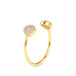 open cuff halo diamond ring in yellow gold