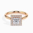 princess cut halo diamond ring in yellow gold