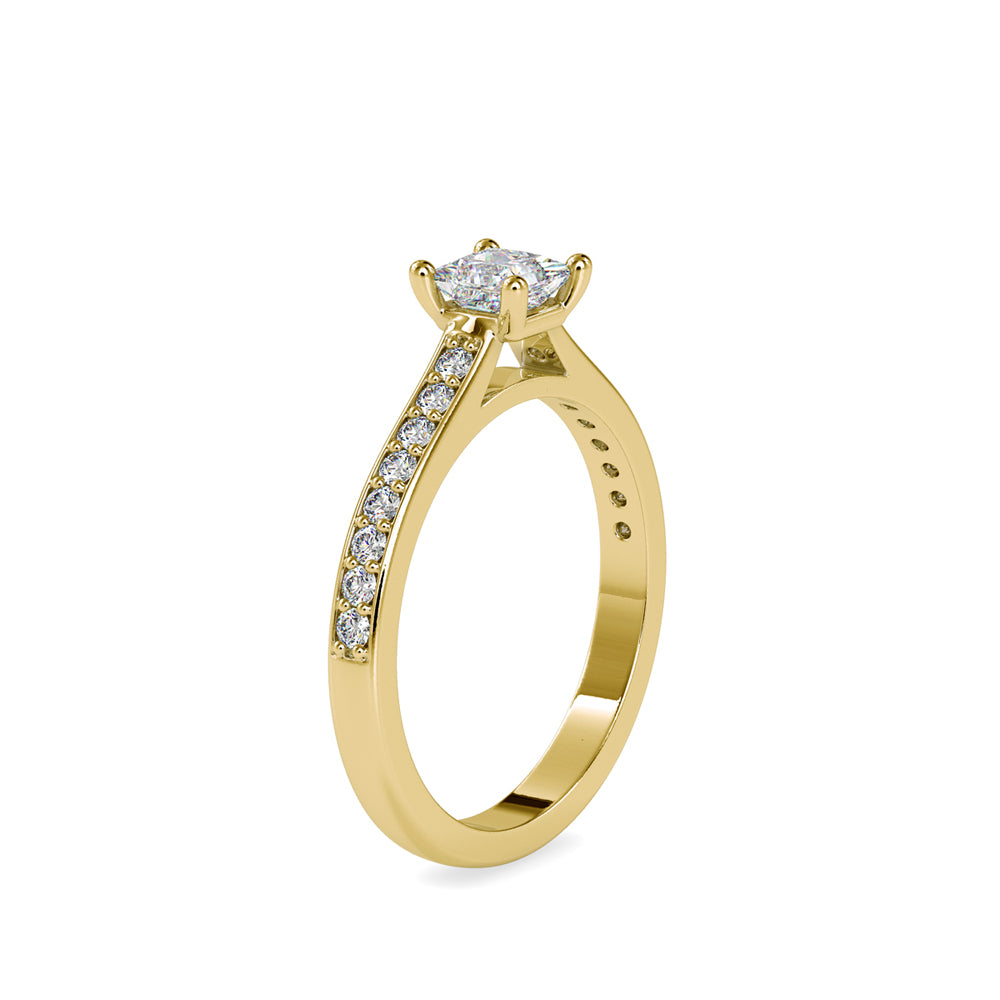 princess prong lab-grown diamond ring in yellow gold