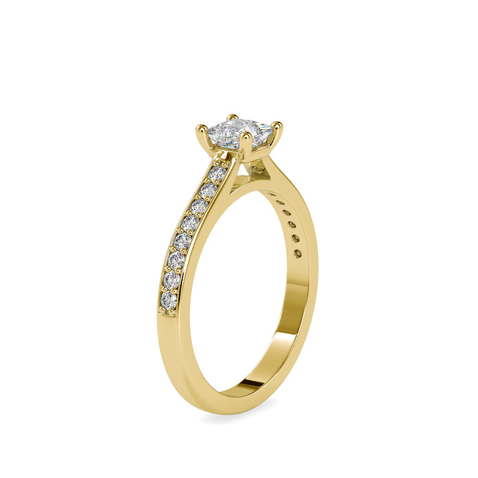 princess prong lab-grown diamond ring in yellow gold