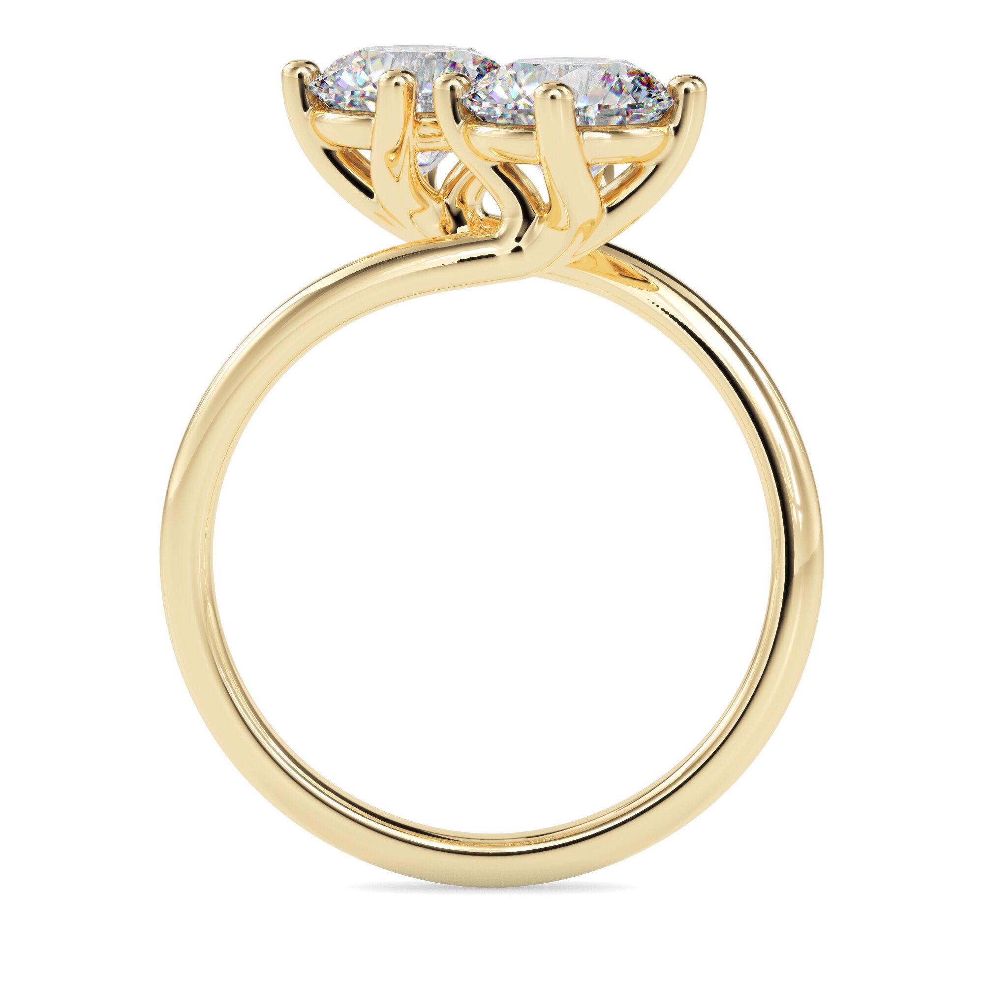 round bypass toi et moi lab-grown diamond ring in yellow gold