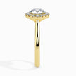 round cut halo diamond ring in yellow gold