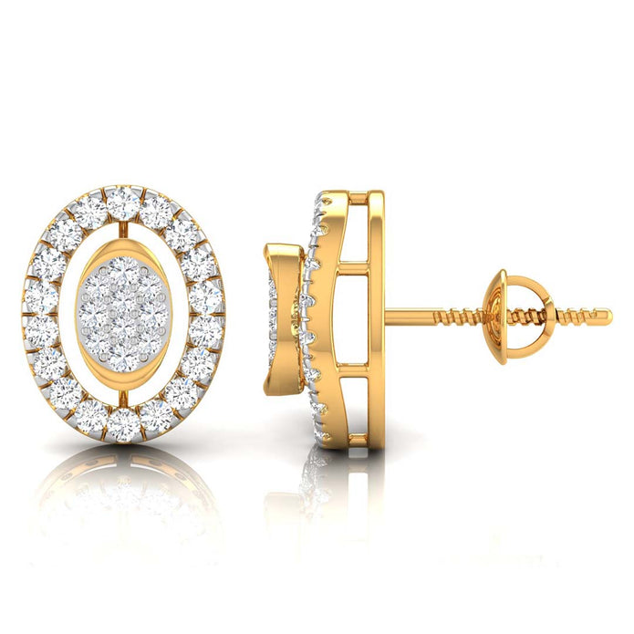 round diamond stud earrings in yellow gold