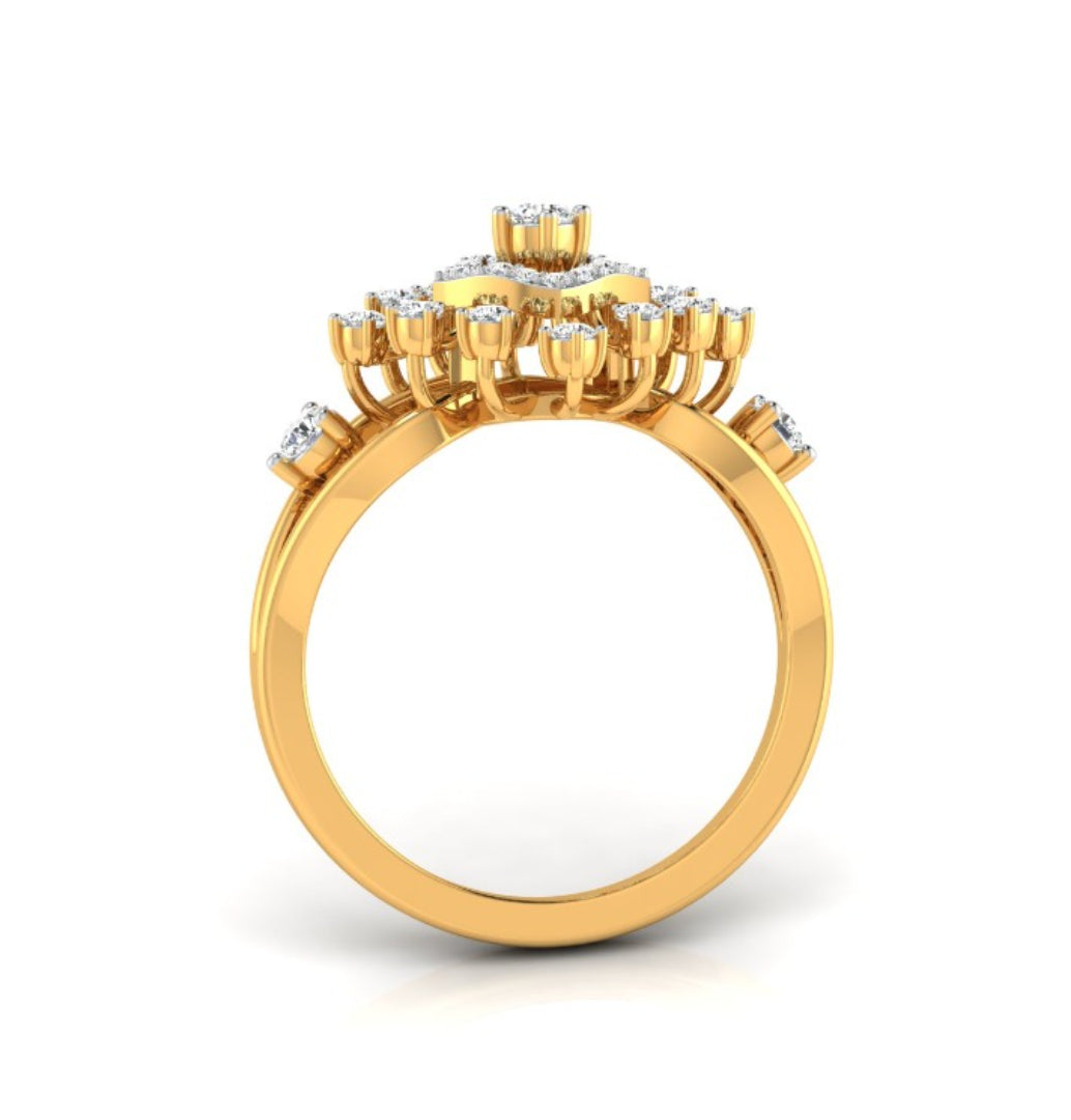 square halo prong set lab-grown diamond ring yellow gold