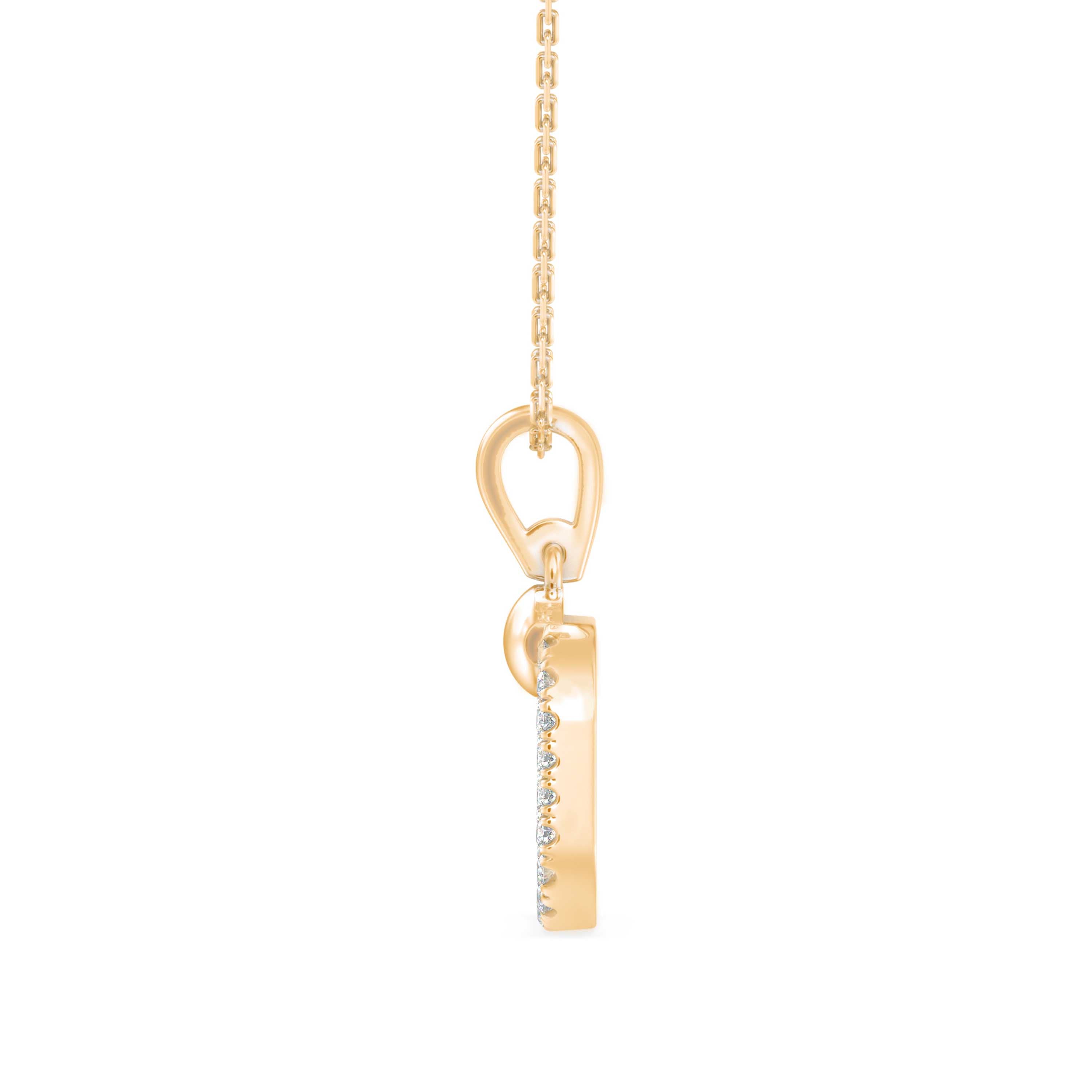 square pave diamond pendant necklace in yellow gold