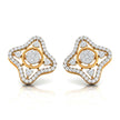 star shape round diamond stud earrings in yellow gold