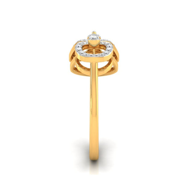 triangle teardrop shape diamond ring in yellow gold