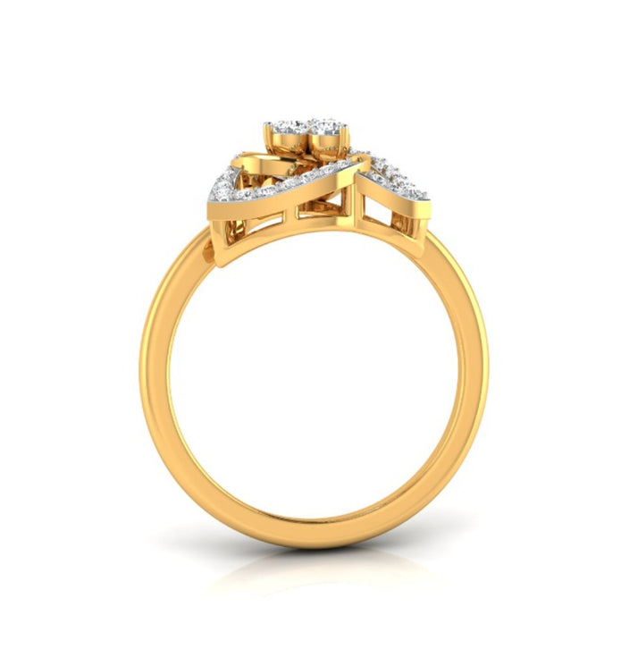 round cut triple loop lab-grown diamond ring in yellow gold