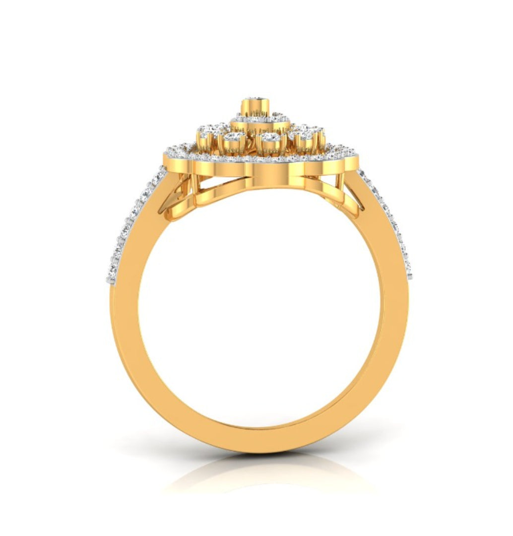 floral halo lab grown diamond gold ring 0.35 ct