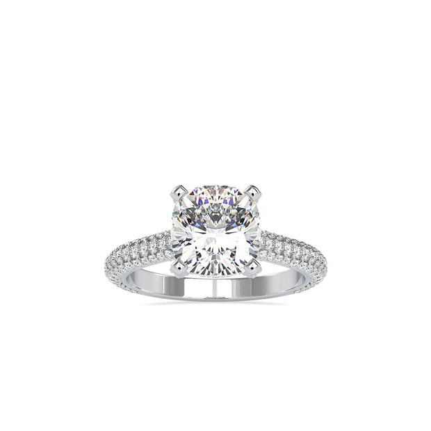 cushion cut solitaire lab-grown diamond ring in white gold