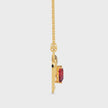 dolphin embrace red heart diamond necklace in yellow gold