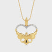 heart motif diamond pendant necklace in yellow gold
