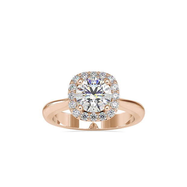 round cut halo lab-grown diamond ring in rose gold