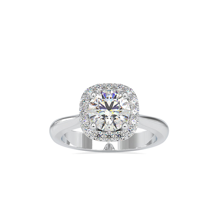 round cut halo lab-grown diamond ring in white gold