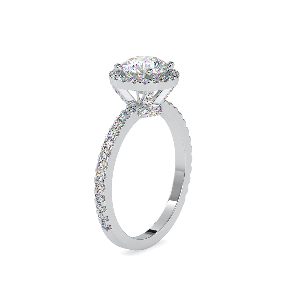 round halo lab-grown diamond ring in white gold